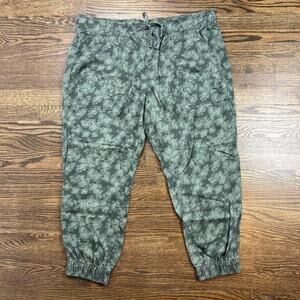 Orvis Jogger Pants Mens XL Green Camo Relaxed Elastic Waistband Pockets Casual